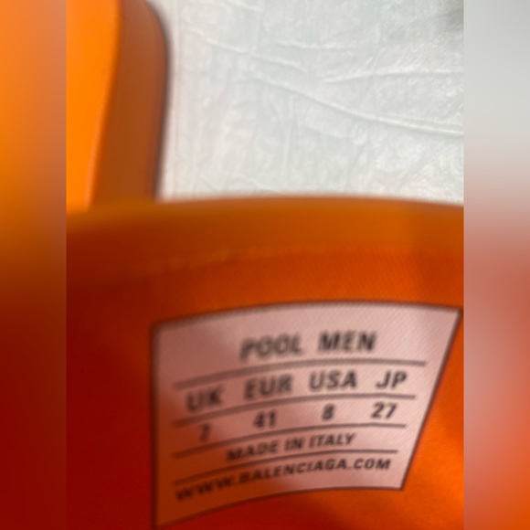 Balenciaga SZ 41E/8US Pool Slide Smooth Rubber Logo in Orange/Black - Picture 4 of 9